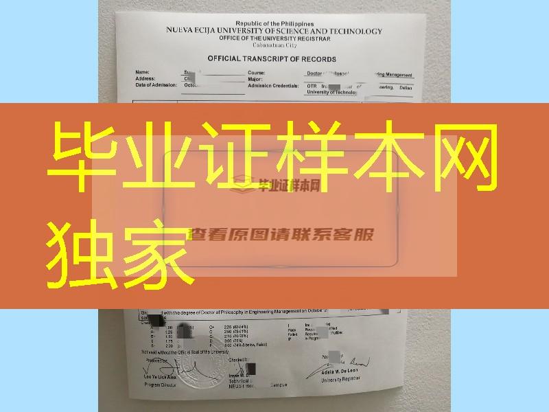 菲律宾国立雷省科技大学成绩单，Nueva Ecija University of Science and Technology transcript