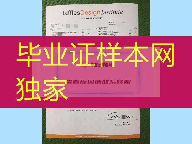 新加坡莱佛士国际设计专修学院上海校区成绩单 Raffles Design Institut transcript