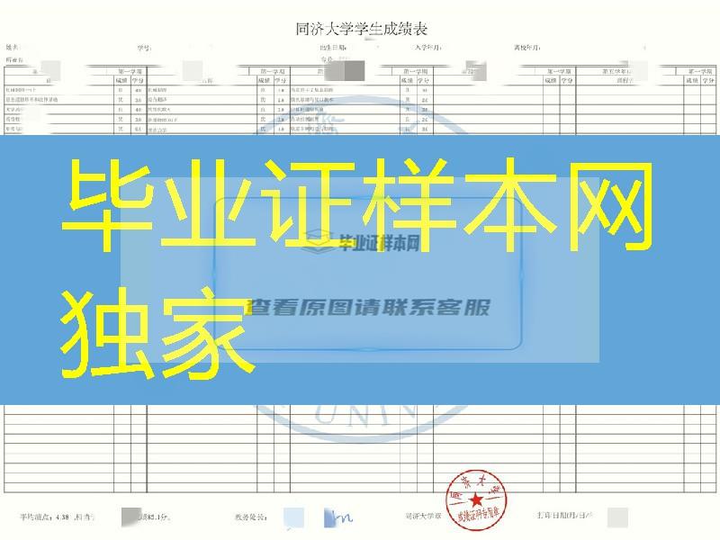 定制上海同济大学成绩单，同济大学成绩单模版