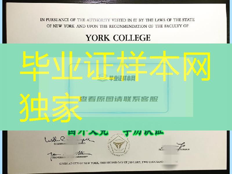 美国约克学院本科证书，York College diploma