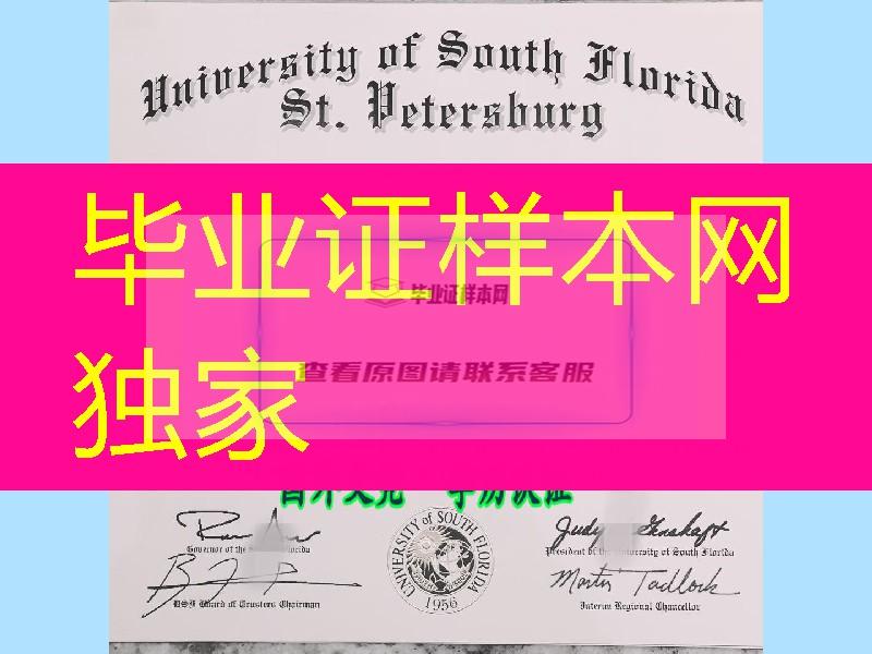 南佛罗里达大学毕业证样式，University of south Florida diploma certificate