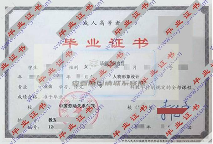 中国劳动关系学院历届毕业证样本图片