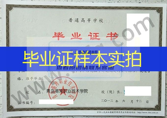 青岛港湾职业技术学院2012年统招专科毕业证书样本（轮机工程技术）