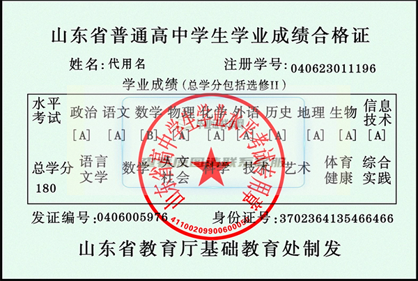 山东省2001年高中毕业证图片「山东省普通高中毕业证」