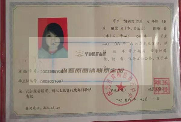 湖北省2006年高中毕业证内页