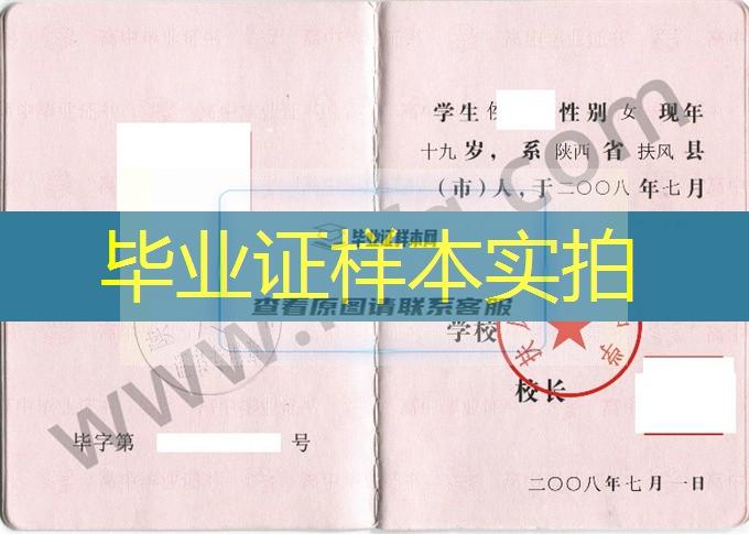 扶风县杏林中学2008年高中毕业证样本