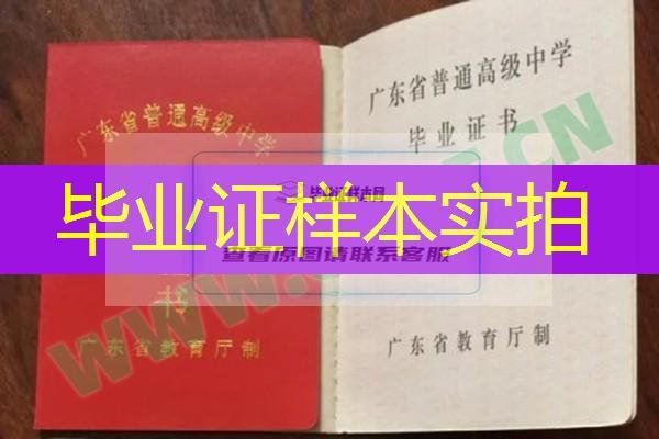 广东省广州中学2001年高中毕业证样本图