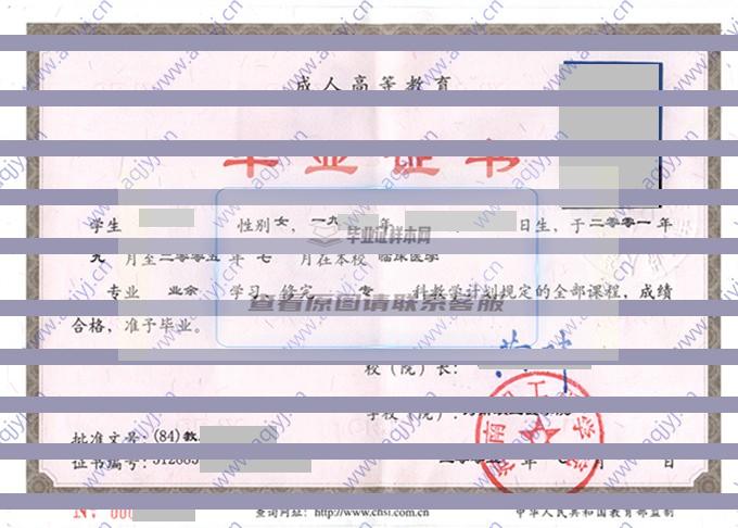 河南职工医学院2005年成人教育大专毕业证样本