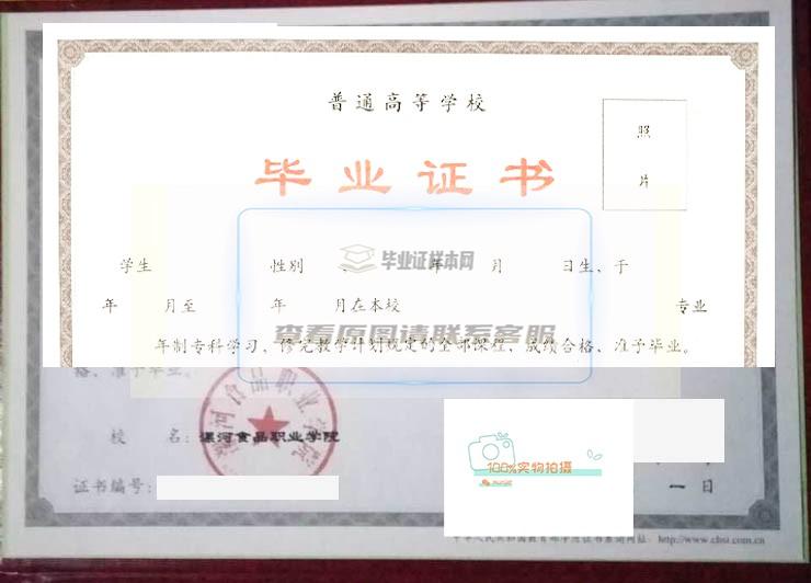 漯河食品职业学院毕业证样本