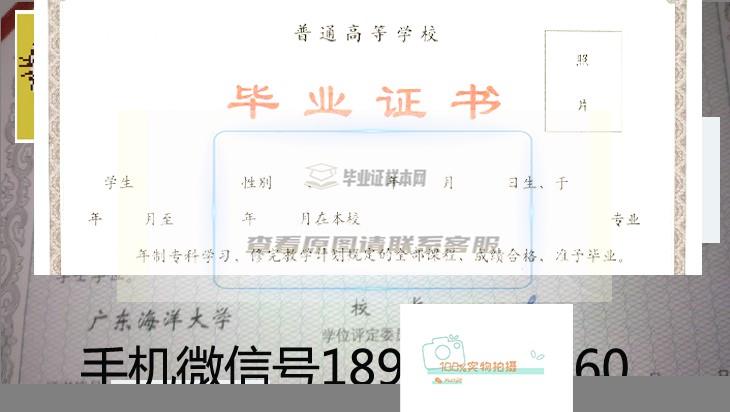 广东海洋大学寸金学院毕业证高清样本