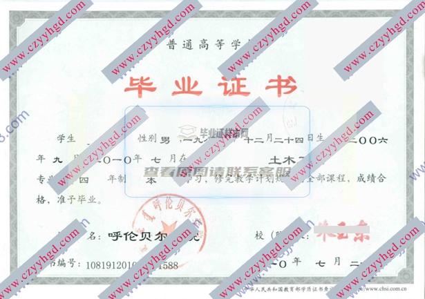 呼伦贝尔学院毕业证模板汇总