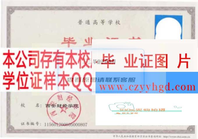 西安财经学院毕业证书样本及档案资料
