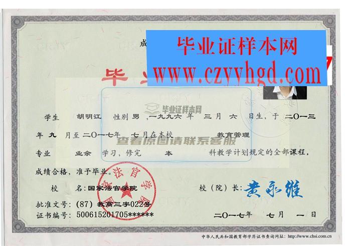 国家法官学院毕业资质证明及学位证书样本展示