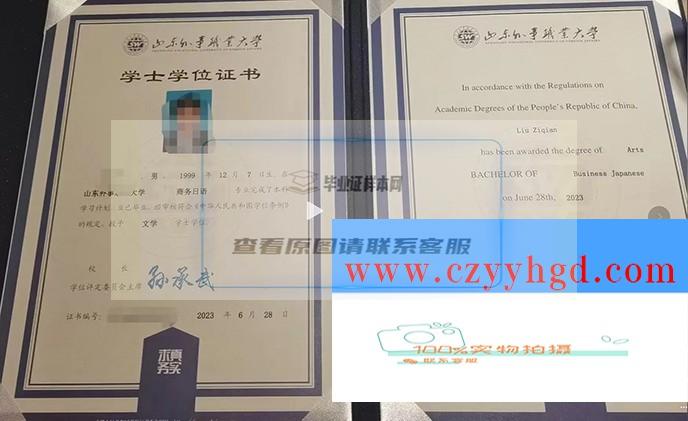 山東外事職業大學成績單畢業證檔案學位證樣本