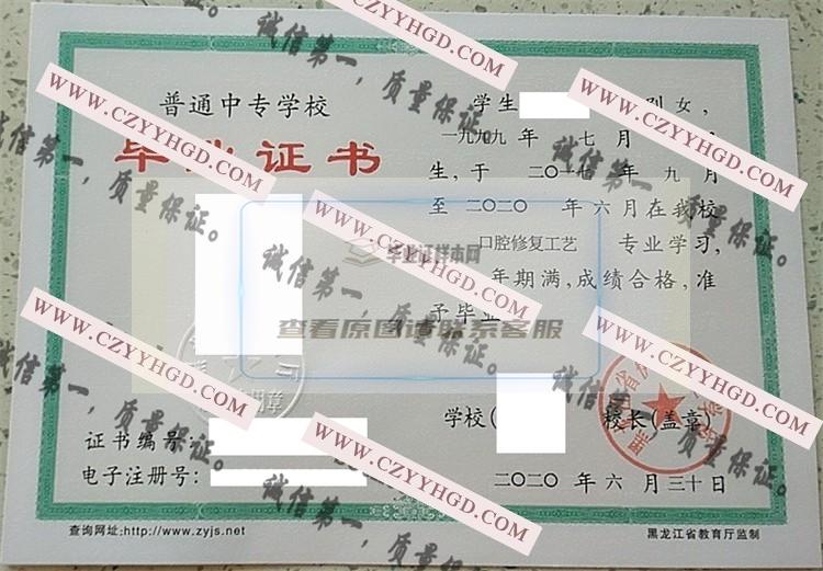 黑龙江省伊春卫生学校毕业证样本