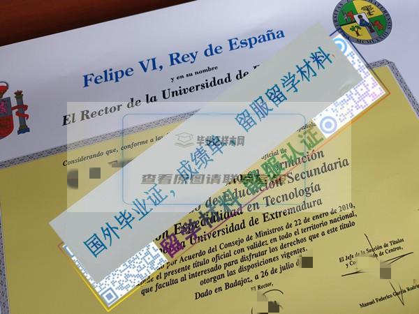 西班牙埃斯特雷馬杜拉大學Universidad de Extremadura畢業證樣本