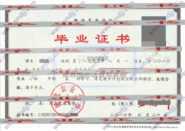 河北農業大學畢業證樣本圖片集錦